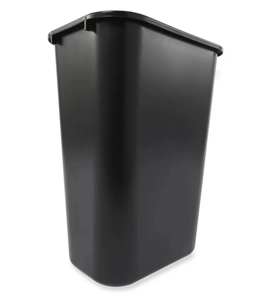 Rubbermaid FG295700BLA Large Rectangular Wastebasket / Trash Can 44-1/4 Qt. - Black - Image 3