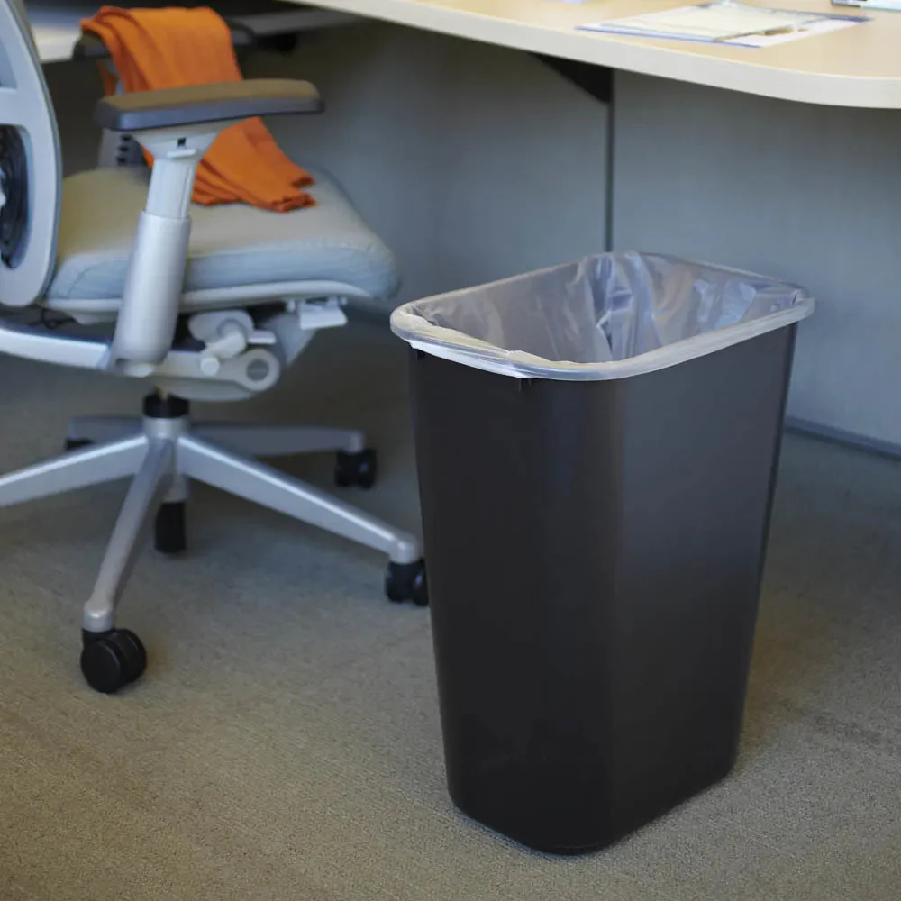 Rubbermaid FG295700BLA Large Rectangular Wastebasket / Trash Can 44-1/4 Qt. - Black - Image 4