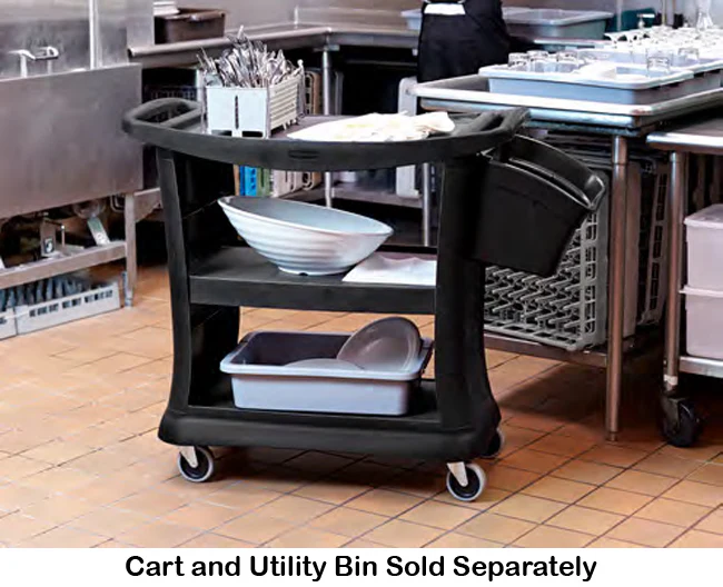 Rubbermaid FG335488BLA Service / Bus Cart Utility Bin 4 gal. - Black - Image 3