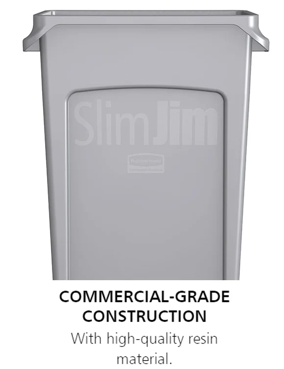 Rubbermaid FG354060BLA Vented Slim Jim Rectangular Waste Container / Trash Can 23 Gal. - Black - Image 12