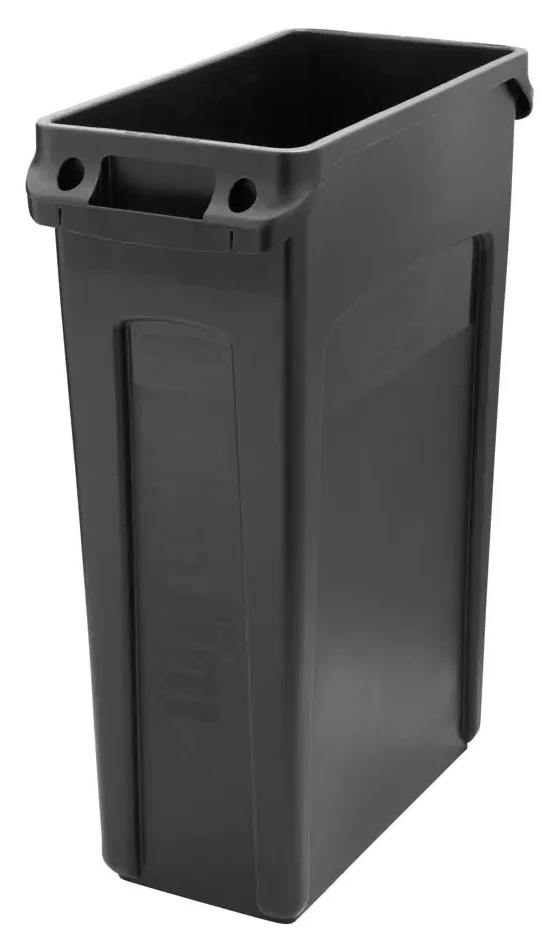 Rubbermaid FG354060BLA Vented Slim Jim Rectangular Waste Container / Trash Can 23 Gal. - Black - Image 3