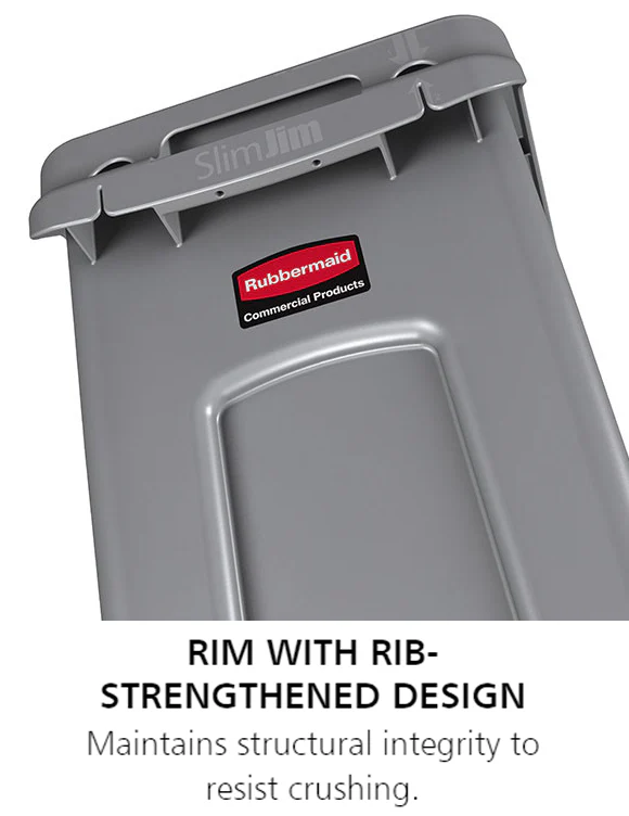 Rubbermaid FG354060BEIG Vented Slim Jim Rectangular Waste Container / Trash Can 23 Gal. - Beige - Image 10
