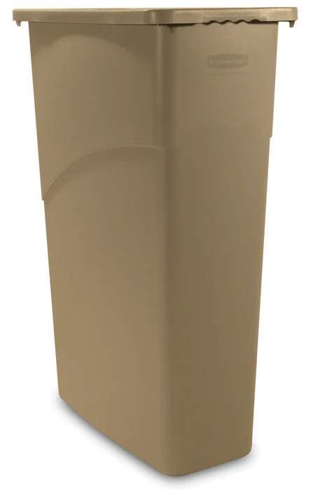 Rubbermaid FG354060BEIG Vented Slim Jim Rectangular Waste Container / Trash Can 23 Gal. - Beige - Image 2
