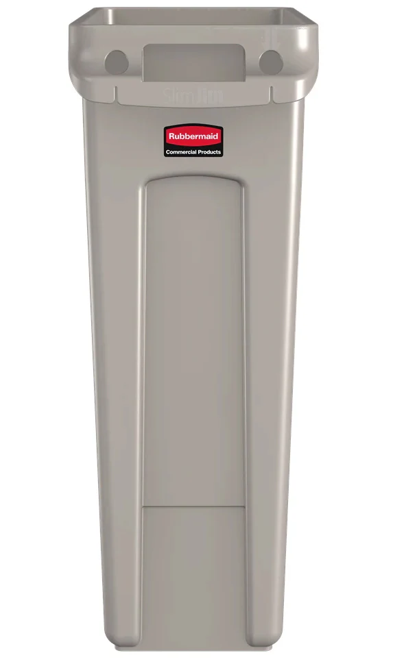 Rubbermaid FG354060BEIG Vented Slim Jim Rectangular Waste Container / Trash Can 23 Gal. - Beige - Image 3