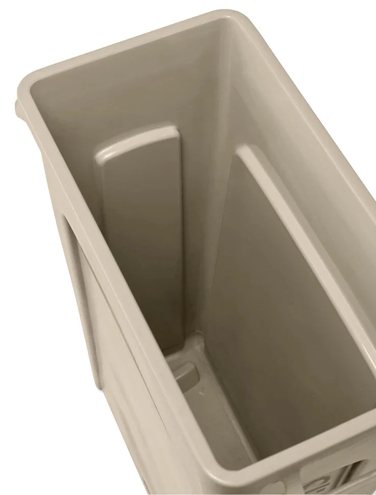 Rubbermaid FG354060BEIG Vented Slim Jim Rectangular Waste Container / Trash Can 23 Gal. - Beige - Image 5