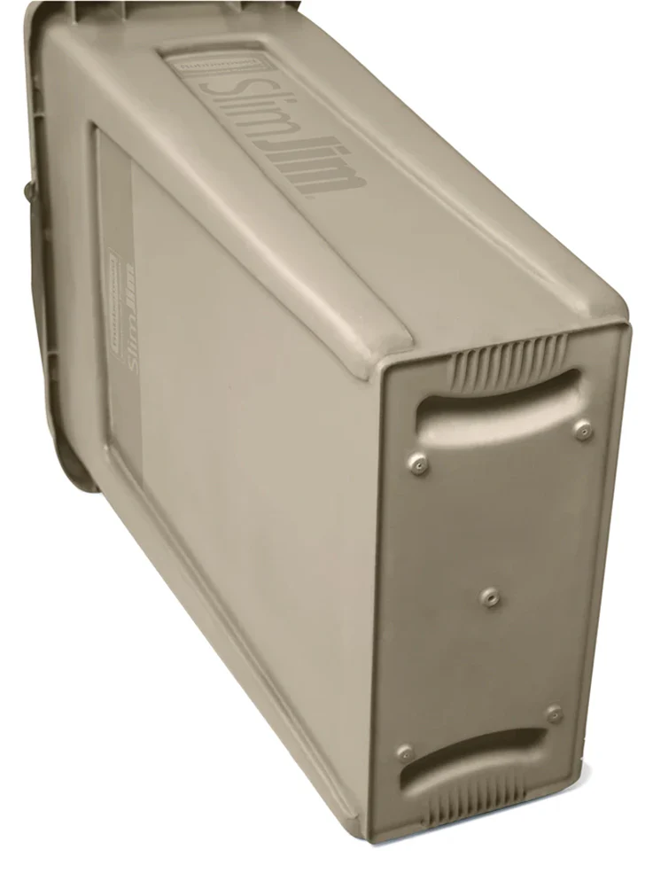 Rubbermaid FG354060BEIG Vented Slim Jim Rectangular Waste Container / Trash Can 23 Gal. - Beige - Image 6