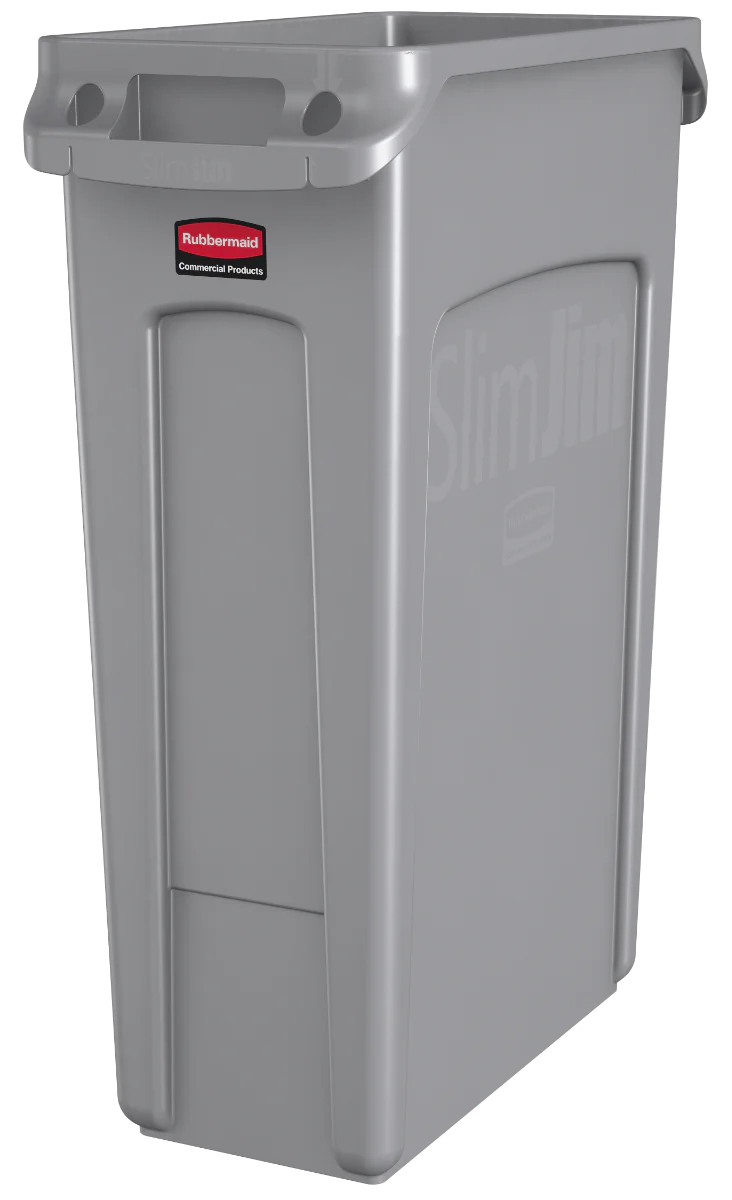 Rubbermaid FG354060GRAY Vented Slim Jim Rectangular Waste Container / Trash Can 23 Gal. - Gray