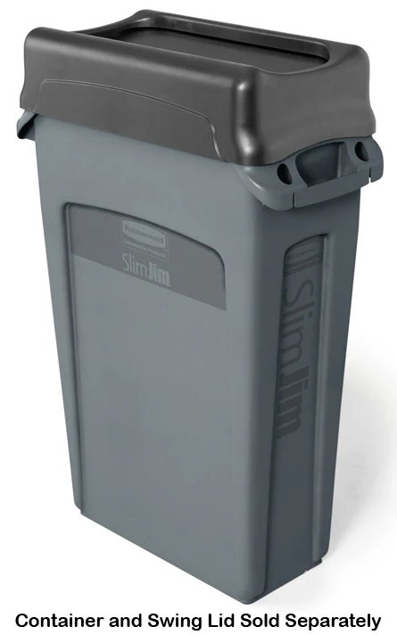 Rubbermaid FG354060GRAY Vented Slim Jim Rectangular Waste Container / Trash Can 23 Gal. - Gray - Image 5