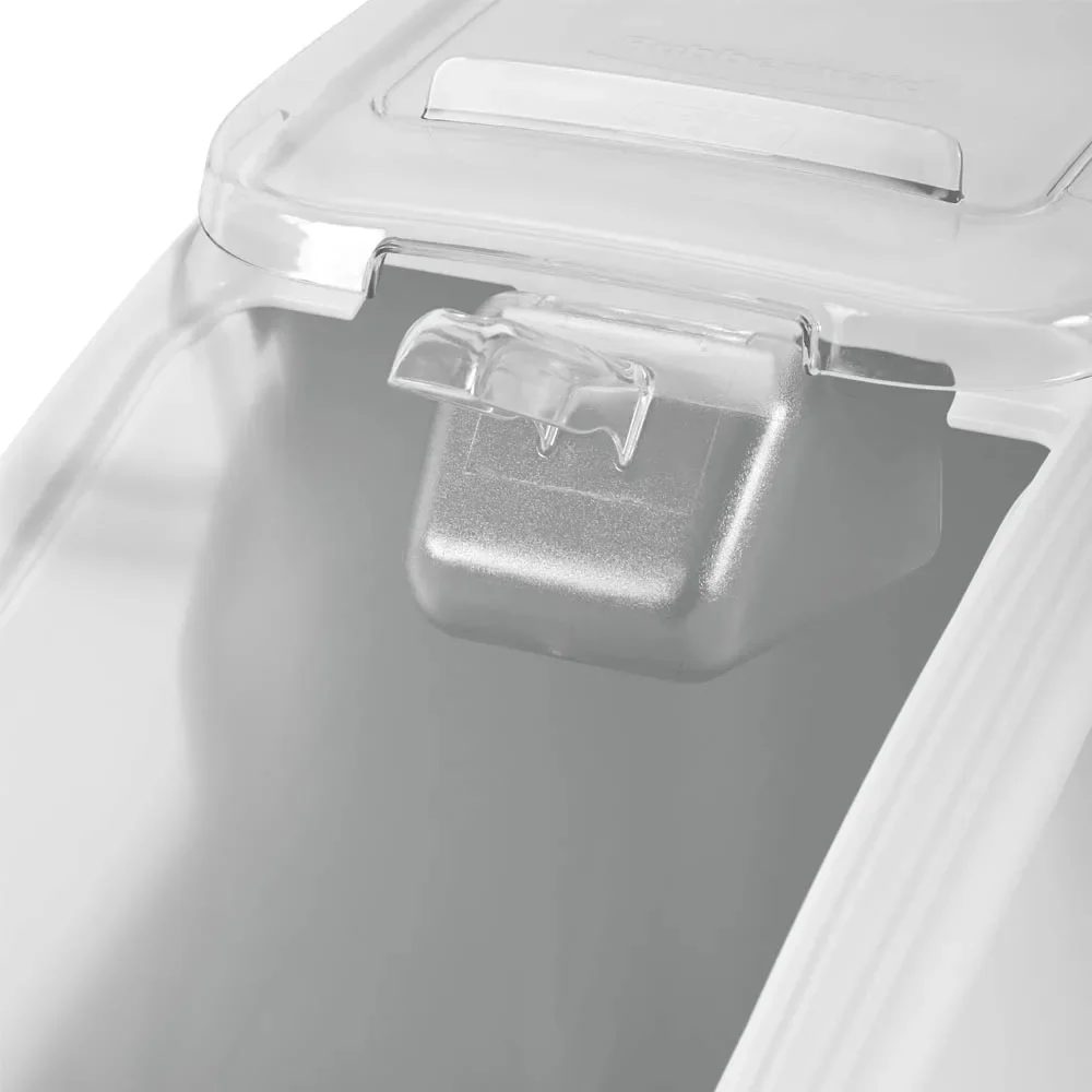 Rubbermaid FG360088WHT ProSave Mobile Slant Front Ingredient Bin with Sliding Hinged Lid & 32 oz Scoop - 400 cup/cap - Image 5