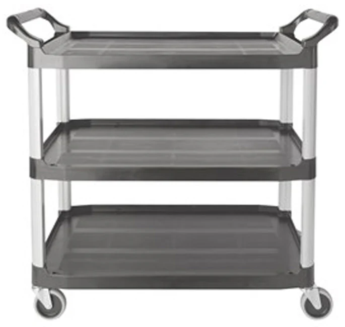 Rubbermaid FG409100GRAY Xtra 3 Shelf Utility Cart / Bus Cart 40" x 20" x 37"H - Gray - 300 lb. Capacity - Image 4