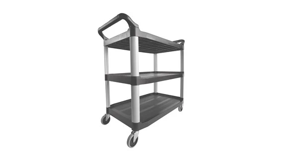 Rubbermaid FG409100GRAY Xtra 3 Shelf Utility Cart / Bus Cart 40" x 20" x 37"H - Gray - 300 lb. Capacity - Image 5