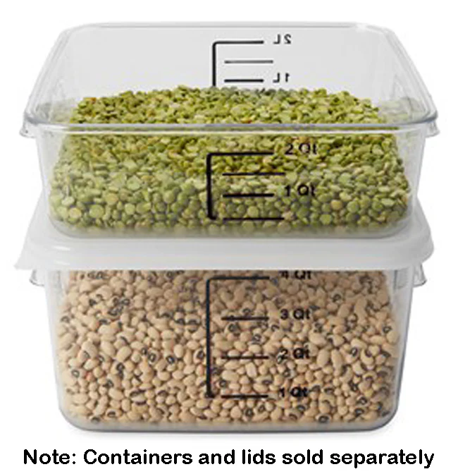Rubbermaid FG630400CLR Space Saving Plastic Square Food Storage Container with Liter and Qt. Gradations 4 Qt - Clear - Image 2