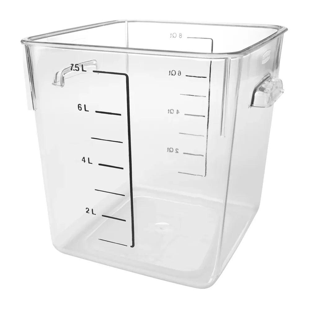 Rubbermaid FG630800CLR Plastic Space-Saving Square Food Storage Container with Liter and Qt. Gradations 8 qt. - Clear - Image 8