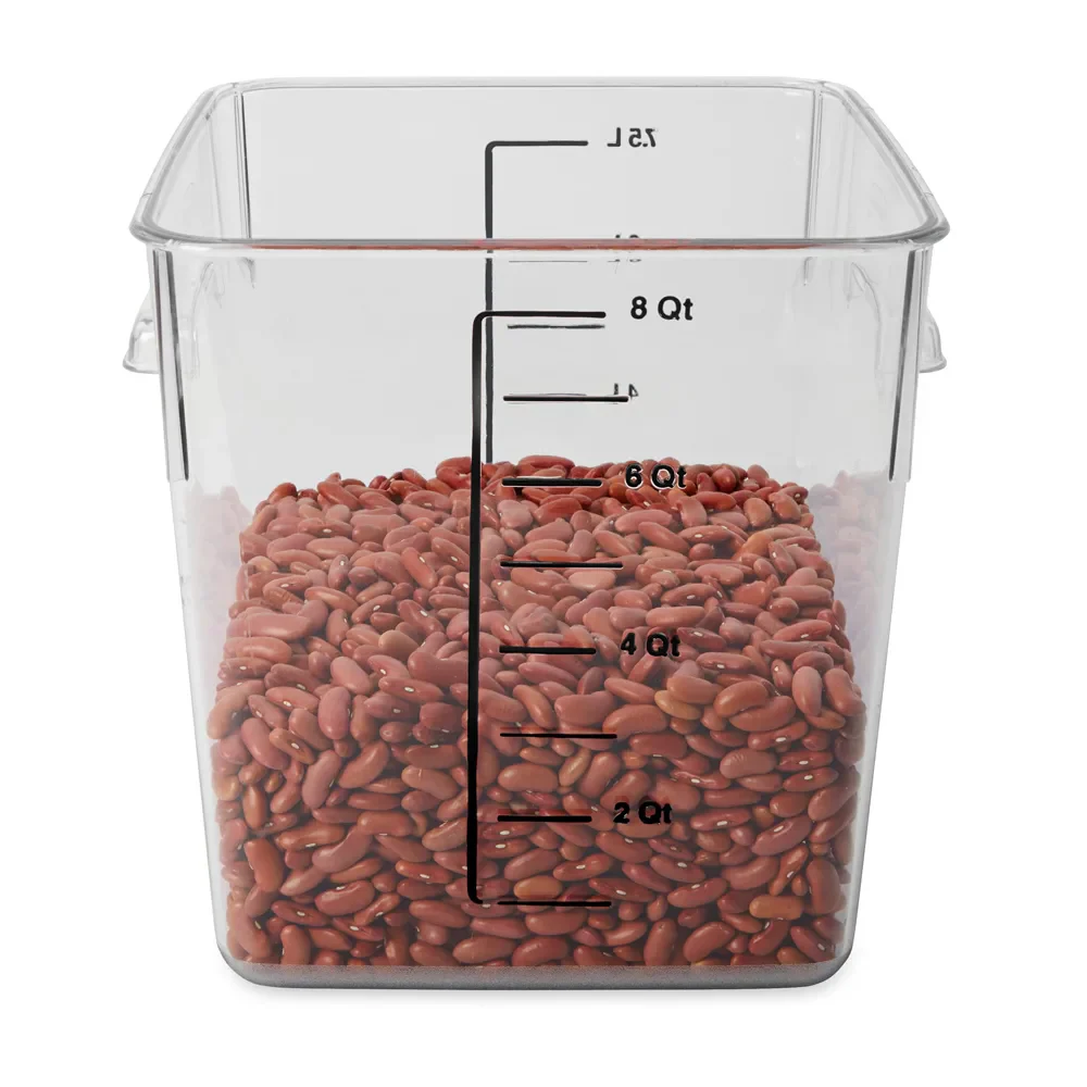 Rubbermaid FG630800CLR Plastic Space-Saving Square Food Storage Container with Liter and Qt. Gradations 8 qt. - Clear - Image 9