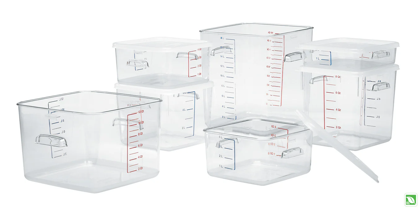 Rubbermaid FG632200CLR Plastic Space-Saving Square Food Storage Container with Liter and Qt. Gradations 22 qt. - Clear - Image 3