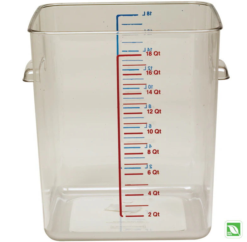 Rubbermaid FG632200CLR Plastic Space-Saving Square Food Storage Container with Liter and Qt. Gradations 22 qt. - Clear - Image 6