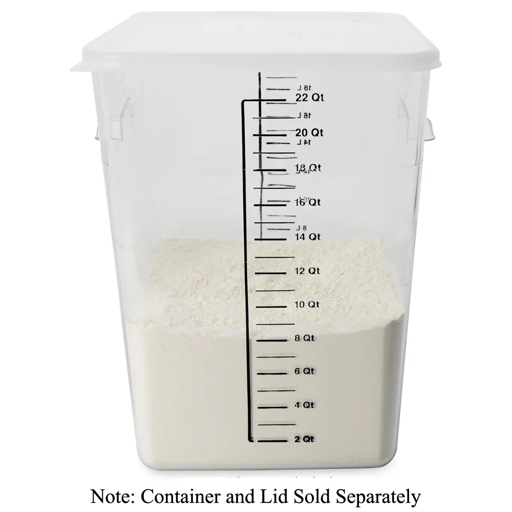 Rubbermaid FG632200CLR Plastic Space-Saving Square Food Storage Container with Liter and Qt. Gradations 22 qt. - Clear - Image 8