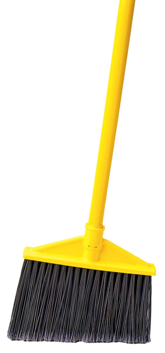 Rubbermaid FG637500GRAY Angled Broom with Gray Flagged Bristles and Vinyl Coated Metal Handle 56" - Image 2