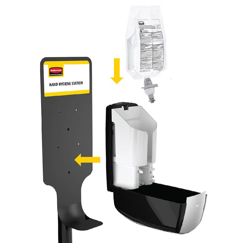 Rubbermaid FG750824 Autofoam Hand Sanitizer Station Metal Premium Floor Stand 59-1/4"H - Black - Image 6