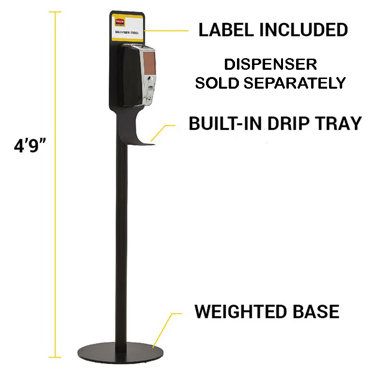 Rubbermaid FG750824 Autofoam Hand Sanitizer Station Metal Premium Floor Stand 59-1/4"H - Black - Image 7