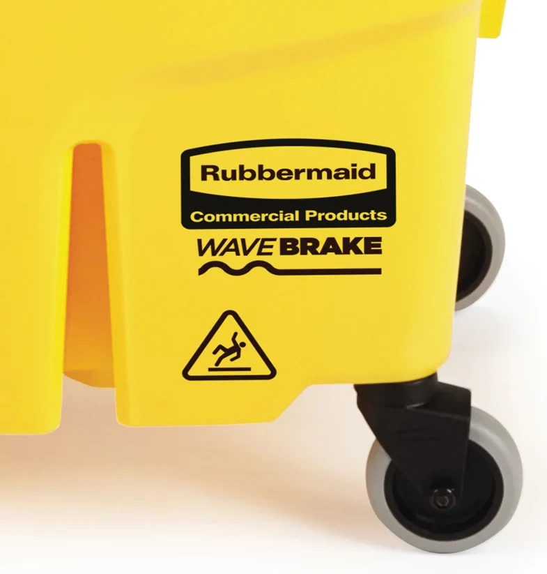 Rubbermaid 2064914 WaveBrake Mop Bucket with Casters 35 qt. - Yellow - Image 10