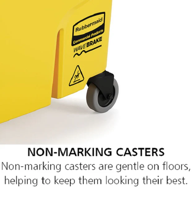 Rubbermaid 2064914 WaveBrake Mop Bucket with Casters 35 qt. - Yellow - Image 11