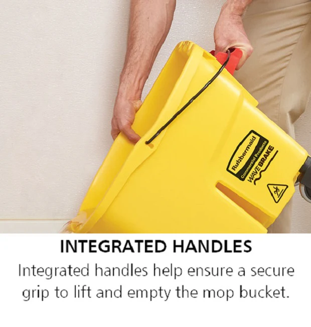 Rubbermaid 2064914 WaveBrake Mop Bucket with Casters 35 qt. - Yellow - Image 13