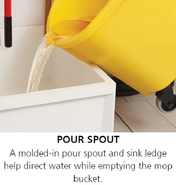 Rubbermaid 2064914 WaveBrake Mop Bucket with Casters 35 qt. - Yellow - Image 14