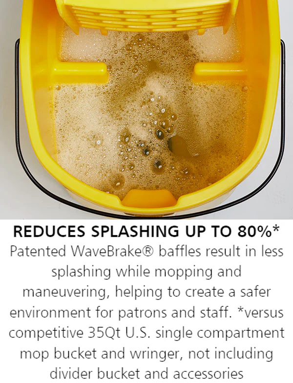 Rubbermaid 2064914 WaveBrake Mop Bucket with Casters 35 qt. - Yellow - Image 15