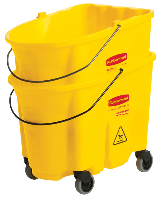Rubbermaid 2064914 WaveBrake Mop Bucket with Casters 35 qt. - Yellow - Image 2