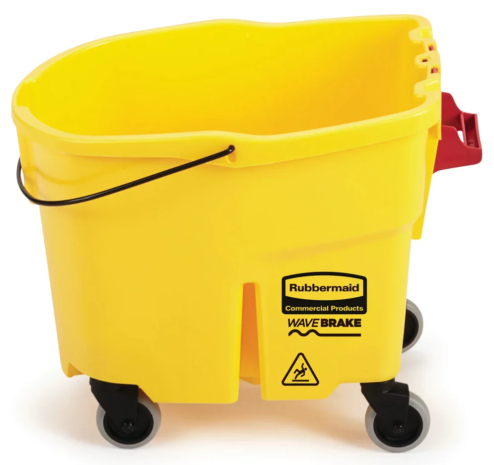 Rubbermaid 2064914 WaveBrake Mop Bucket with Casters 35 qt. - Yellow - Image 3