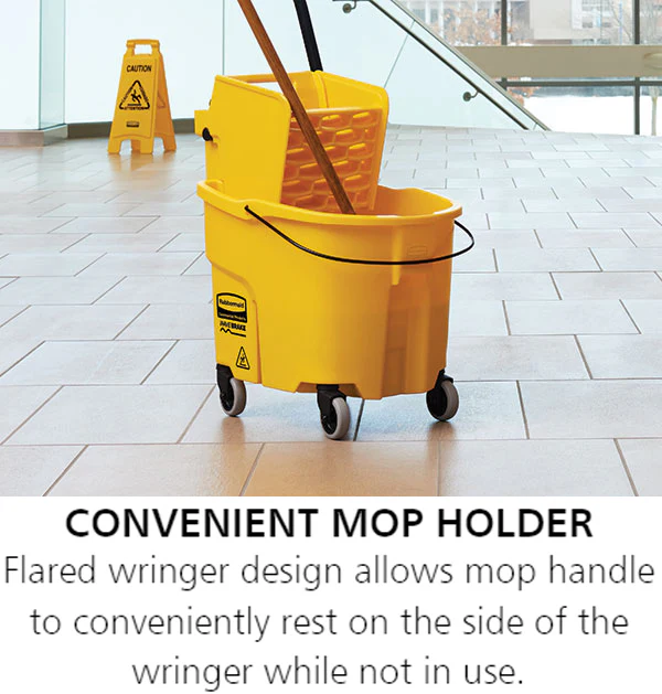 Rubbermaid FG758088YEL WaveBrake Side-Press Mop Bucket and Wringer 35 qt. - Yellow - Image 17