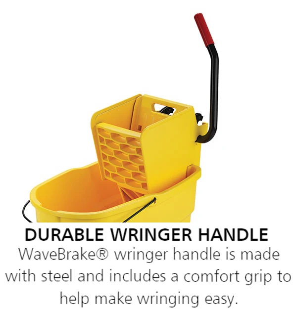 Rubbermaid FG758088YEL WaveBrake Side-Press Mop Bucket and Wringer 35 qt. - Yellow - Image 20