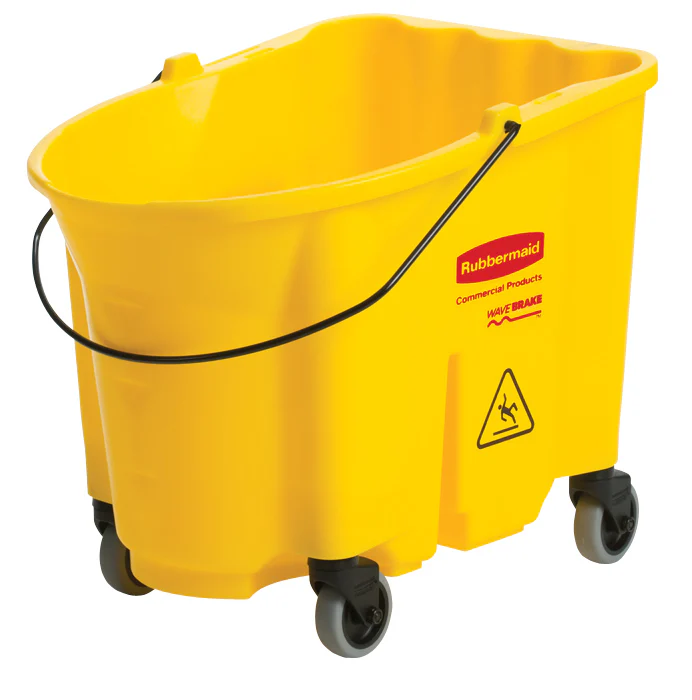 Rubbermaid FG758088YEL WaveBrake Side-Press Mop Bucket and Wringer 35 qt. - Yellow - Image 4