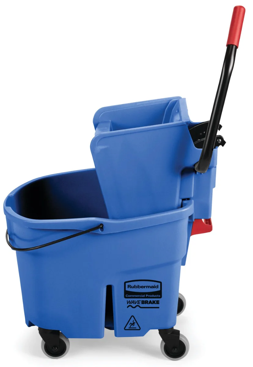 Rubbermaid FG758888BLUE WaveBrake Side-Press Bucket and Wringer 35 Qt. - Blue - Image 3