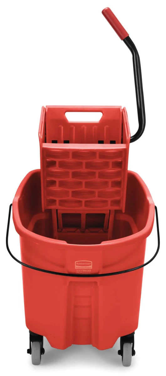 Rubbermaid FG758888RED WaveBrake Side-Press Bucket and Wringer 35 Qt. - Red - Image 2