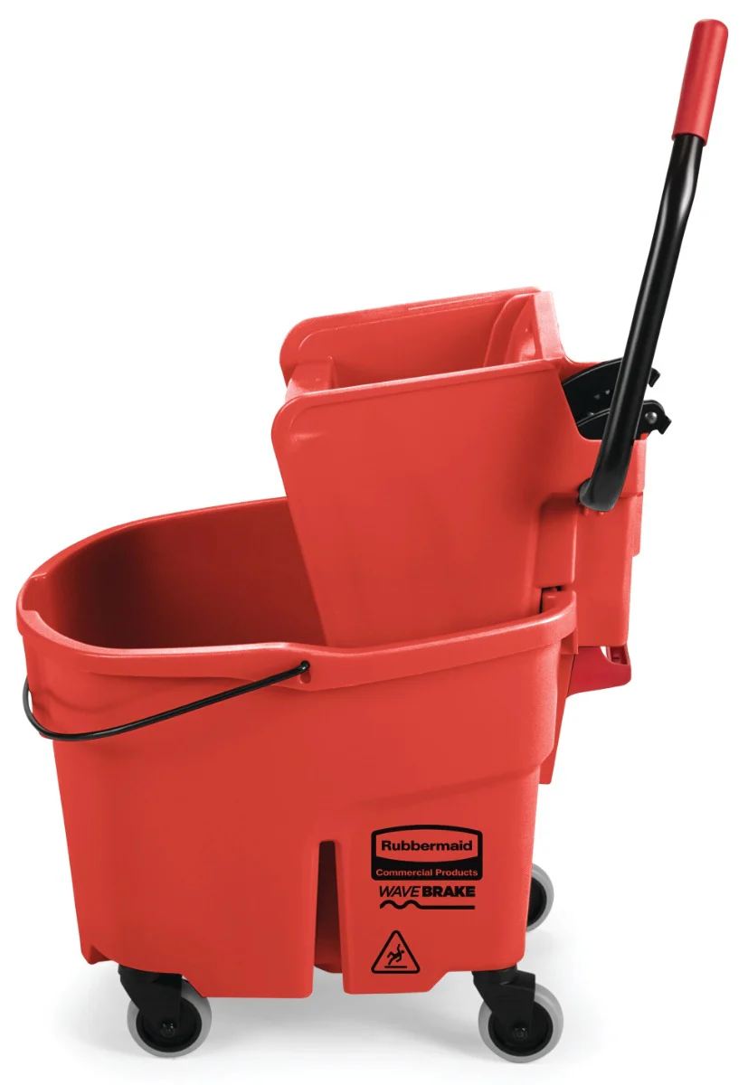 Rubbermaid FG758888RED WaveBrake Side-Press Bucket and Wringer 35 Qt. - Red - Image 3