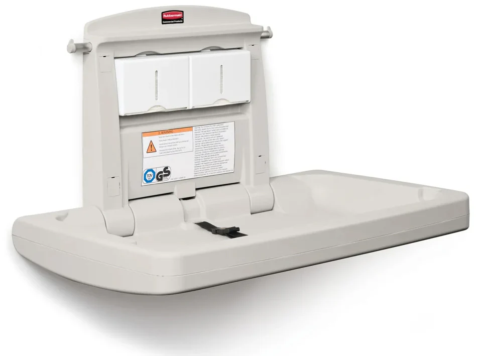 Rubbermaid FG781888LPLAT Wall-Mounted Horizontal Baby Changing Station - Platinum - Image 4