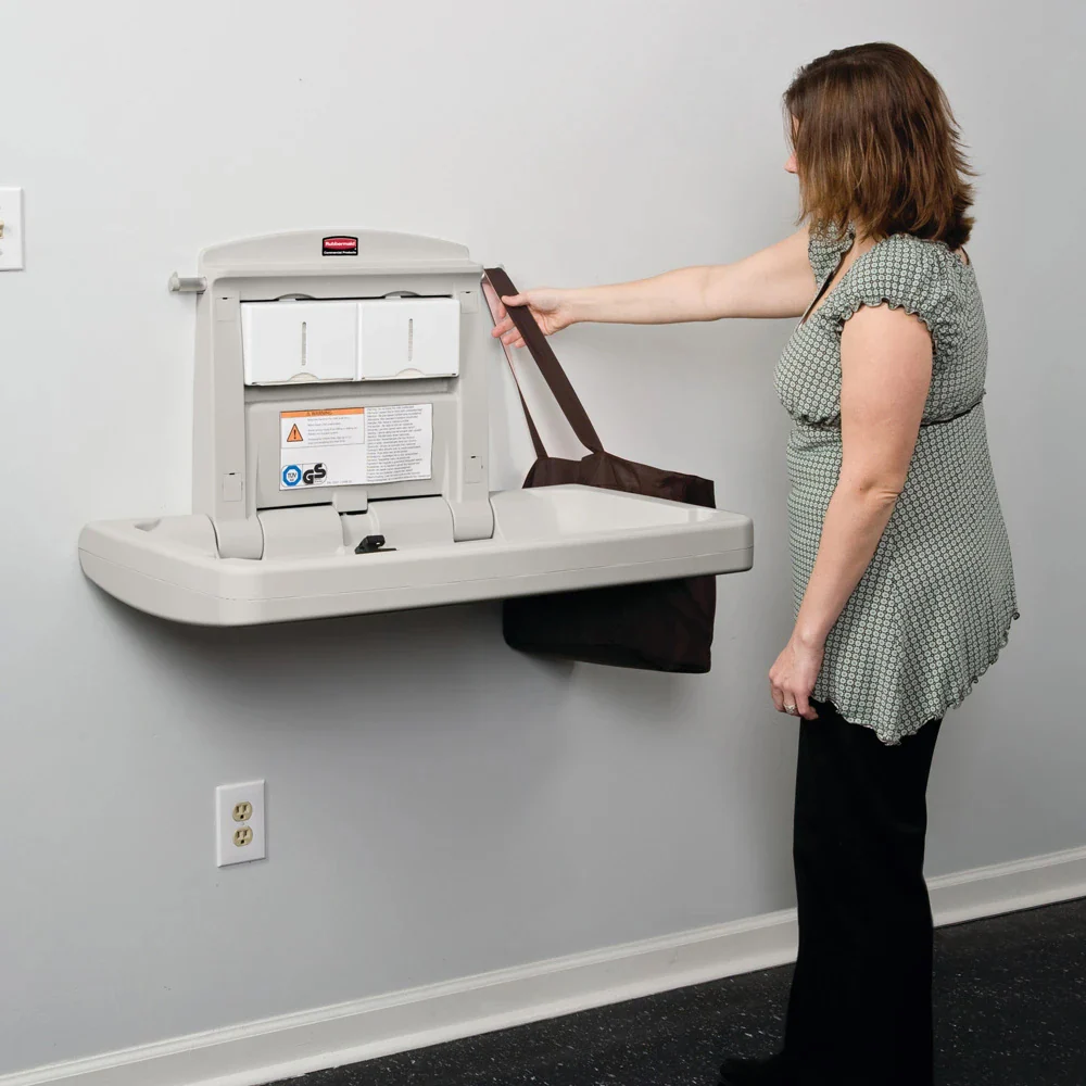 Rubbermaid FG781888LPLAT Wall-Mounted Horizontal Baby Changing Station - Platinum - Image 9
