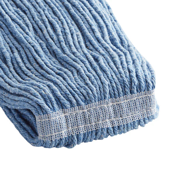 Rubbermaid FGF51600BL00 All-Purpose Cotton Wet Mop Head with Universal Headband & Looped End 16 oz. - Blue - Image 3