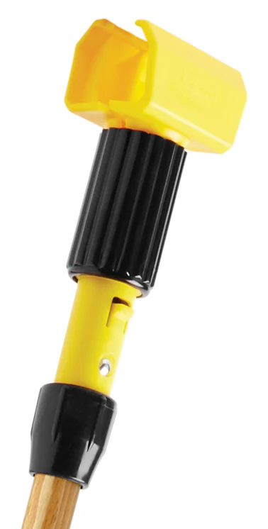 Rubbermaid FGH216000000 Gripper Clamp-Style Hardwood Wet Mop Handle with Yellow Plastic Head 60" - Natural - Image 2