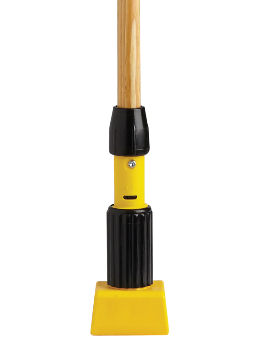Rubbermaid FGH216000000 Gripper Clamp-Style Hardwood Wet Mop Handle with Yellow Plastic Head 60" - Natural - Image 3