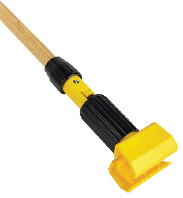 Rubbermaid FGH216000000 Gripper Clamp-Style Hardwood Wet Mop Handle with Yellow Plastic Head 60" - Natural - Image 5