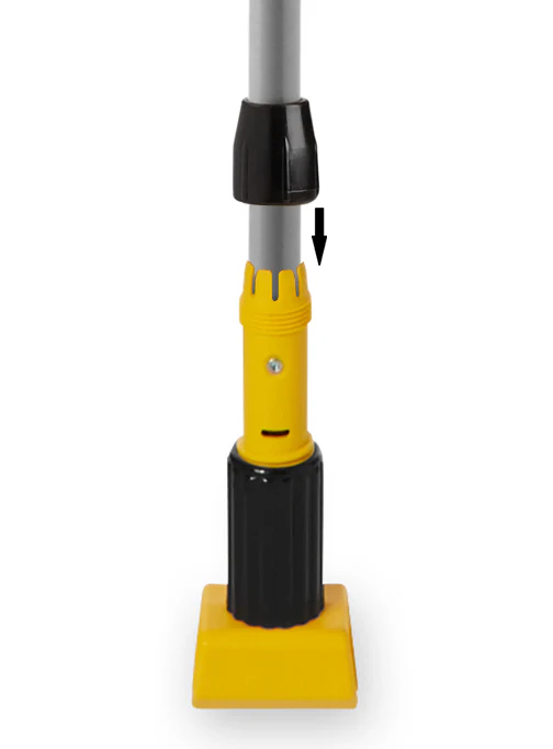 Rubbermaid FGH24600GY00 Gripper Clamp-Style Fiberglass Wet Mop Handle with Yellow Plastic Head 60" - Gray - Image 4