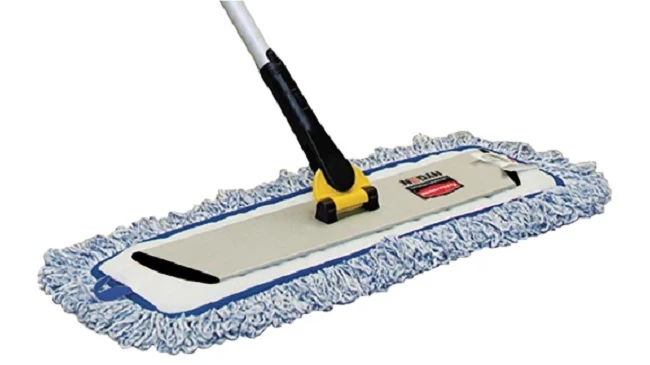 Rubbermaid FGQ56000YL00 Hygen Aluminum Quick-Connect Wet/Dry Flat Mop Frame with Hook-and-Loop Strips 18" - Yellow - Image 4