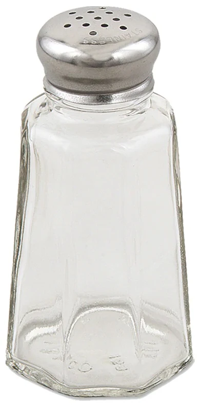 Browne 571912 Paneled Glass Salt & Pepper Shaker with SS Mushroom Top 1 oz. - 12/Case