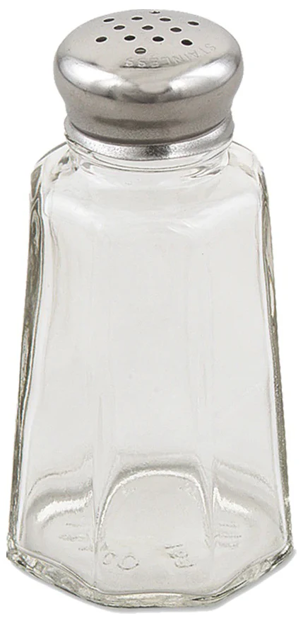 Browne 571930 Paneled Glass Salt & Pepper Shaker with SS Mushroom Top 2 oz.