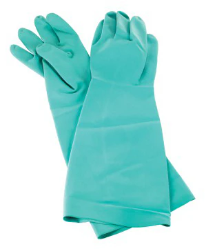 San Jamar 19NU-M Elbow Length Green Nitrile Flock-Lined Pot and Sink Dishwashing Gloves 19" - Medium - 1/Pair - Image 2
