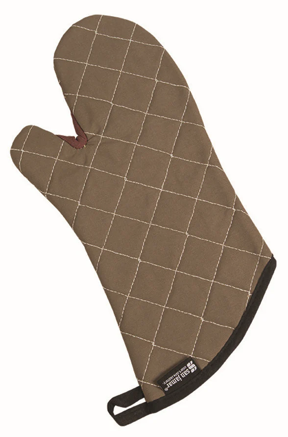 San Jamar 800FG17 Ambidextrous BestGuard with WebGuard Plus Oven Mitts 17" - Tan - 1/Pair