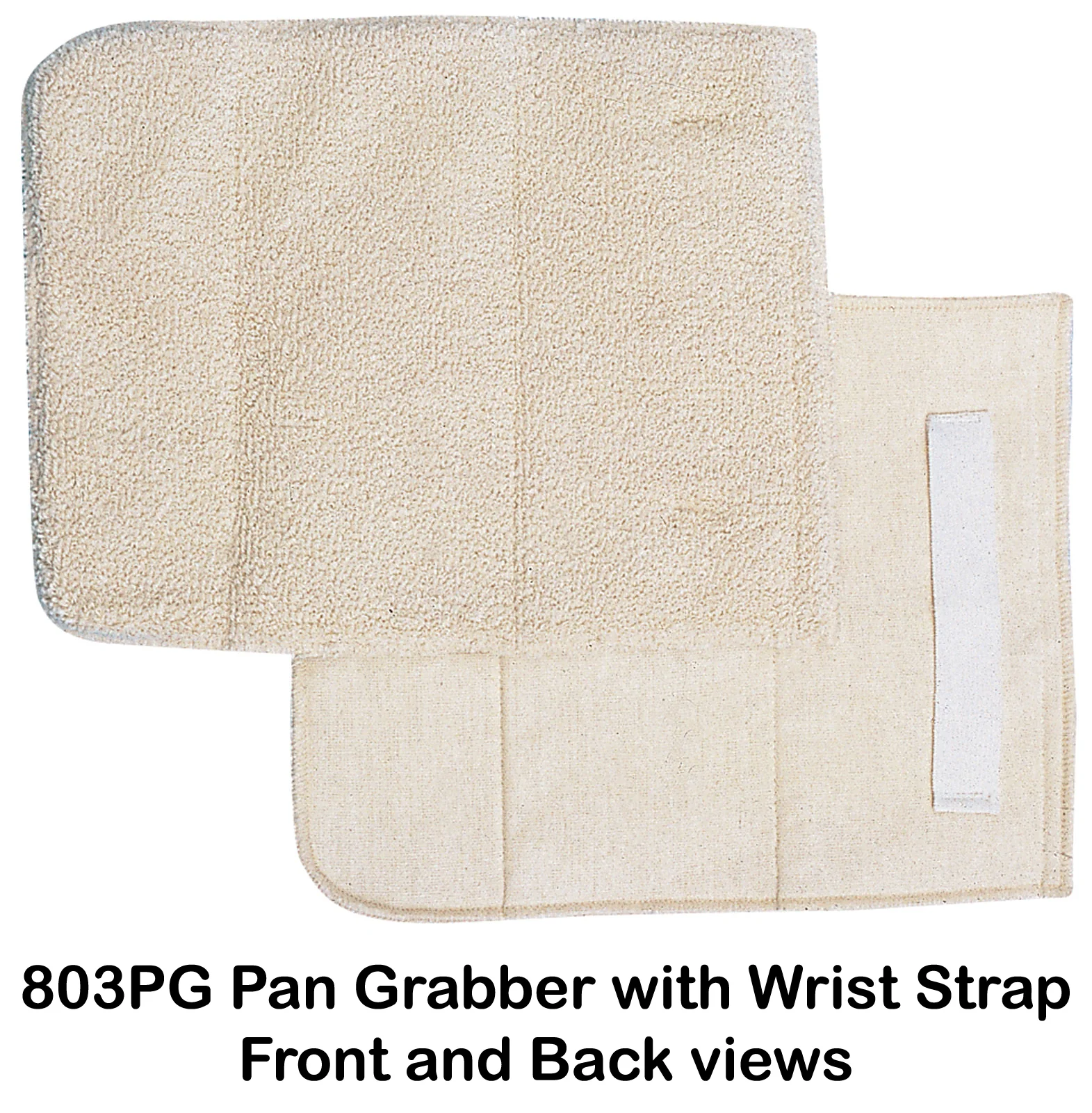 San Jamar 803PG Bestex Terry Cloth Pan Grabber / Baker's Pad with Wrist Strap 9-1/2" x 11" - Natural - Image 3